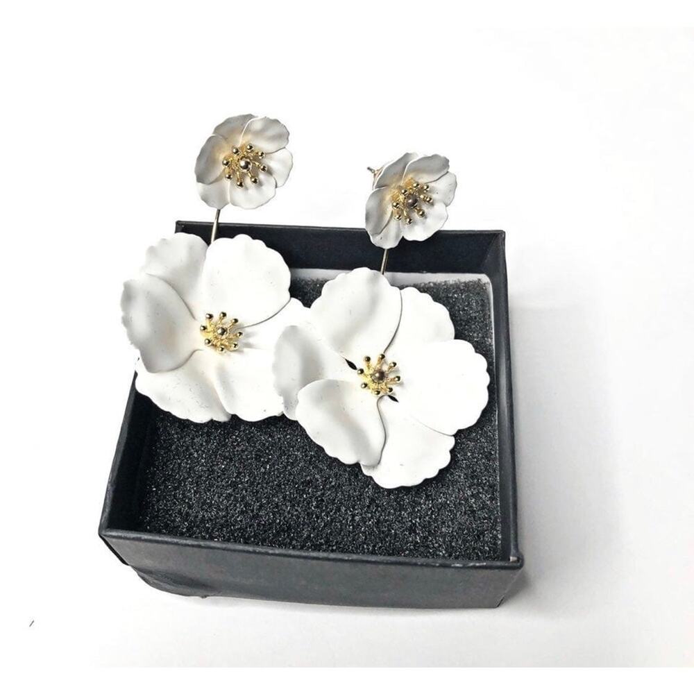 Metal Poppy Flower Dangle Earring